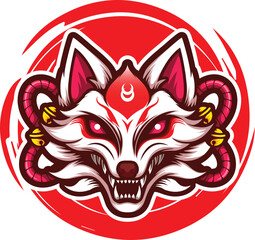Kitsune mask in esport logo style