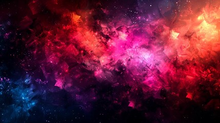 Obraz premium Abstract Space Nebula with Red, Pink, and Blue Hues