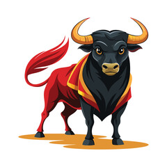 Angry Muscular Bull Illustration - Powerful Bull Design for Graphics