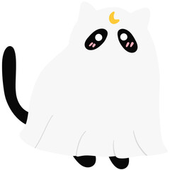 Cute Ghost Cat, Kitty, Halloween cat