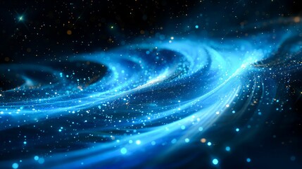 Obraz premium Abstract Blue Swirling Background with Glittering Lights