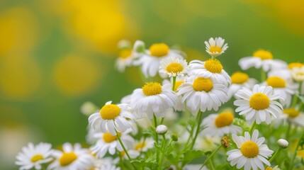 Fototapeta premium A field filled with white and yellow daisies