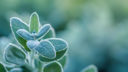 leaves with ice crystals in the foreground