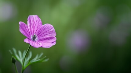 Obraz premium A tight shot of a purple bloom against a softly blurred backdrop of purple and green flowers