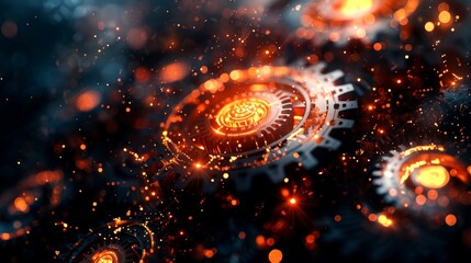 Obraz premium Glowing Metal Cogs and Sparks
