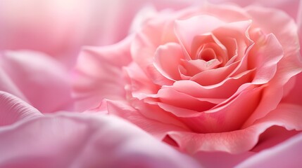 Obraz premium A tight shot of a pink bloom, its petals filled centerstage, background softly blurred