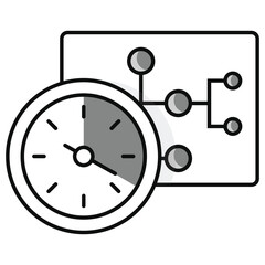 Obraz premium Time Management in Data Flow Icon Design. Represents Data Flow Management, Time Optimization, Efficient Workflow, Process Management. Vector icon.