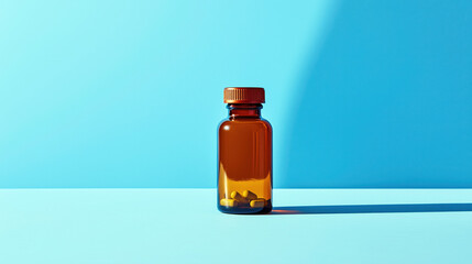 Obraz premium glass bottle, vial, container, jar, pharmaceutical packaging, medical packaging, medicine, drug, pills