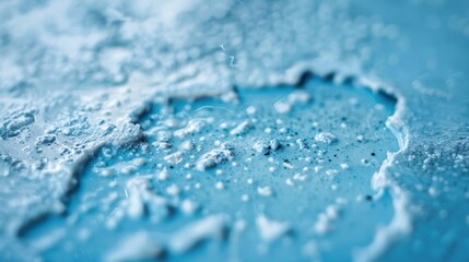 Obraz premium A tight shot of a blue water surface, adorned with water droplets both on its surface and below