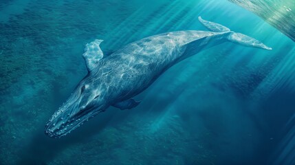 Humpback whale beneath water's surface