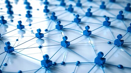 Blue Person Icons Connected by Lines Representing a Network