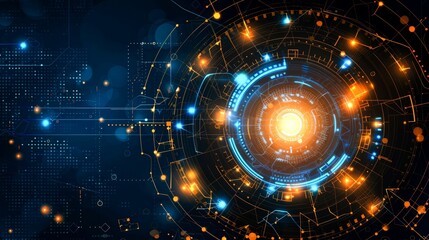 Obraz premium Abstract Digital Network With Glowing Lines and Circles