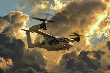 A futuristic flying car hovers over a wet street, illustrating advanced mobility amidst a rainy urban landscape, A vertical take-off and landing aircraft providing quick and convenient transportation