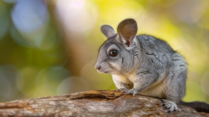 Obraz premium A tight shot of a small rodent on a tree branch against a softly blurred background