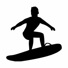 silhouette illustration of people playing water surfing