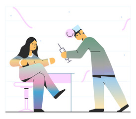 Doctor vaccinating a smiling woman 