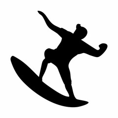 silhouette illustration of people playing water surfing