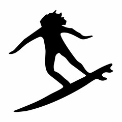silhouette illustration of people playing water surfing