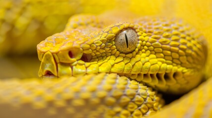 Obraz premium A tight shot of a yellow snake's head, mouth agape, and wide-open eyes