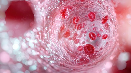Fototapeta premium Artery cross-section showing gradual cholesterol buildup, cholesterol buildup, artery cross-section, progression of arterial blockage