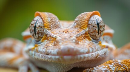 Fototapeta premium A tight shot of a lizard's face against a softly blurred backdrop