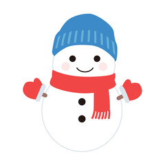 マフラーと帽子をかぶった雪だるまのイラスト