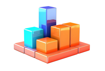 Colorful 3d chart, on isolated transparent background