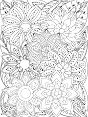 Fototapeta premium flowers Coloring Book Pages flowers for Relaxation and Stress Relief on Flowers Patterns