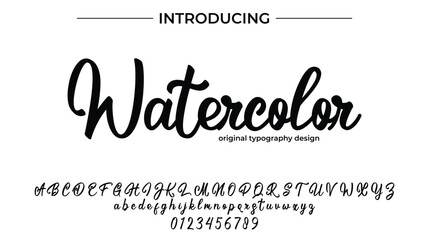 Watercolor Font Stylish brush painted an uppercase vector letters, alphabet, typeface