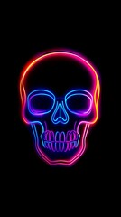 A neon skull on a black background