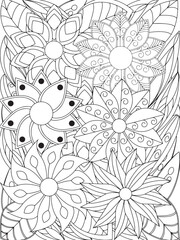 Obraz premium flowers Coloring Book Pages flowers for Relaxation and Stress Relief on Flowers Patterns