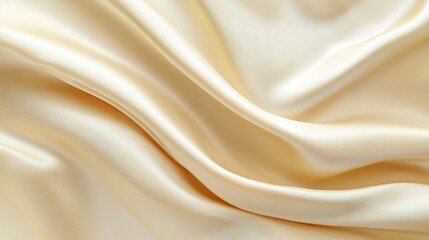 Obraz premium A close-up of smooth, luxurious cream-colored satin fabric with gentle folds.