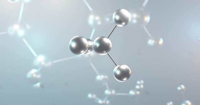 Carbon tetrafluoride rotating 3d molecule, molecular structure of tetrafluoromethane, seamless video