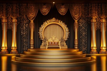 Festive, Luxury, golden, Podium, Showcase stage design for Product display. Indian traditional festival background,generative ai