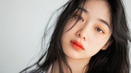 portrait of a woman listening to music