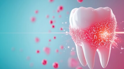 Unhealthy Gums - Illustration of Tartar Build-Up Causing Swollen and Irritated Gums with Copy Space for Text