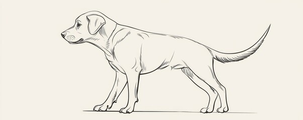 Fototapeta premium A detailed sketch of a standing dog, capturing its posture and expression in a clean, minimalistic design.