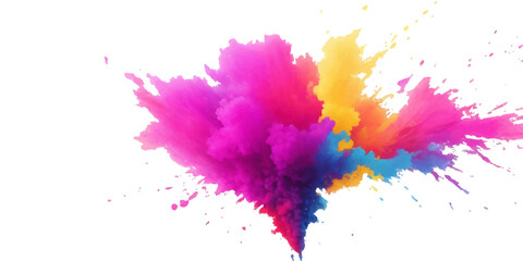 Bright colorful watercolor splash splatter stain brush strokes on white background. Modern vibrant aquarelle spot. Aquarelle explosion on white. Element. Vector watercolor illustration isolated design