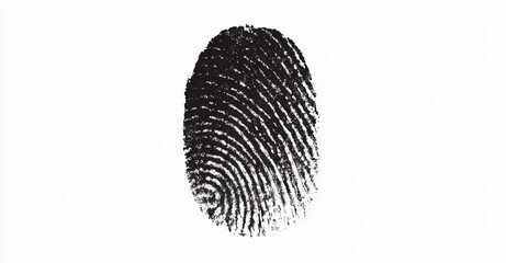 Black fingerprint vector illustration on white background. Flat design, detailed and intricate. High resolution and professional photograph. 