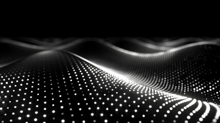 Obraz premium Abstract Wavy Pattern of White Dots on Black Background