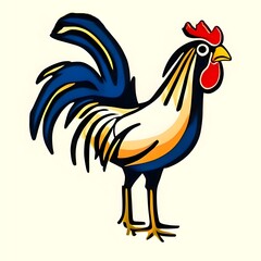 Cartoon rooster isolated on white background