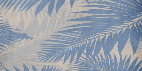 Botanical illustration. Rustic home decor, wall decoration, picture in frame. Grunge, vintage illustration. Palm leaves