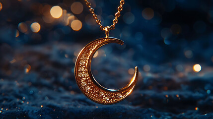 A stylish and sleek pendant necklace featuring celestial elegance, adorned with moon and star motifs, offering a modern and radiant cosmic-inspired accessory.  
