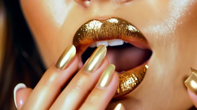 Learn how to achieve stunning golden lip makeup for a sparkling look at any event