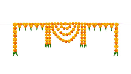 Toran Indian traditional door garland of mango leaves and marigold flowers for marriage and festivals traditional.