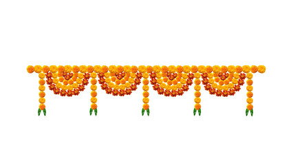 Toran Indian traditional door garland of mango leaves and marigold flowers for marriage and festivals traditional.