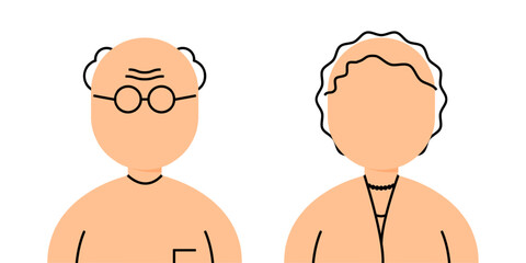 Vector illustration of old man and old woman icon on transparent background