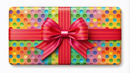 A beautifully designed and brightly colored gift card with a festive bow and decorative elements, perfect for giving to friends and loved ones.