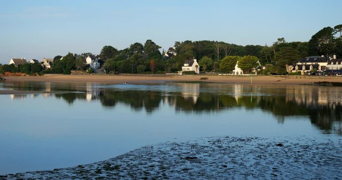 The Laita river, view to le Pouldu from Guidel side, Finistere department, Brittany in France