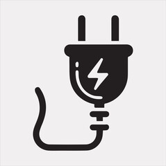 Electric plug icon Vector silhouette icon on a white background